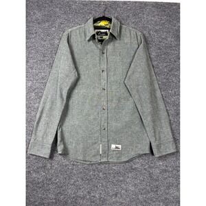 Pladra Flannel Shirt Mens Small Green Button Down Made in USA Landscape Lining